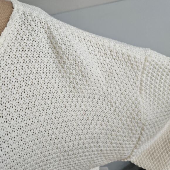 New Nasty Gal Cream Knit Sweater Pullover Medium Acrylic Drop Shoulder Boat Neck - Picture 5 of 15